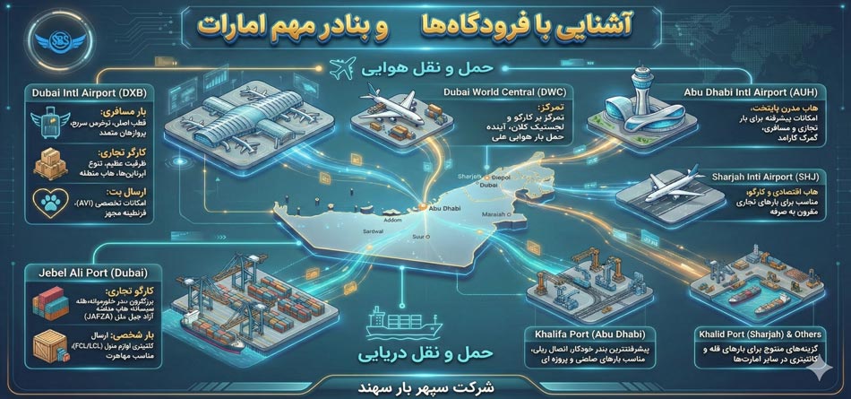 ارسال بار به امارات: حمل بار مسافری و تجاری؛ دبی، شارجه، ابوظبی 1 هزینه ارسال بار به امارات